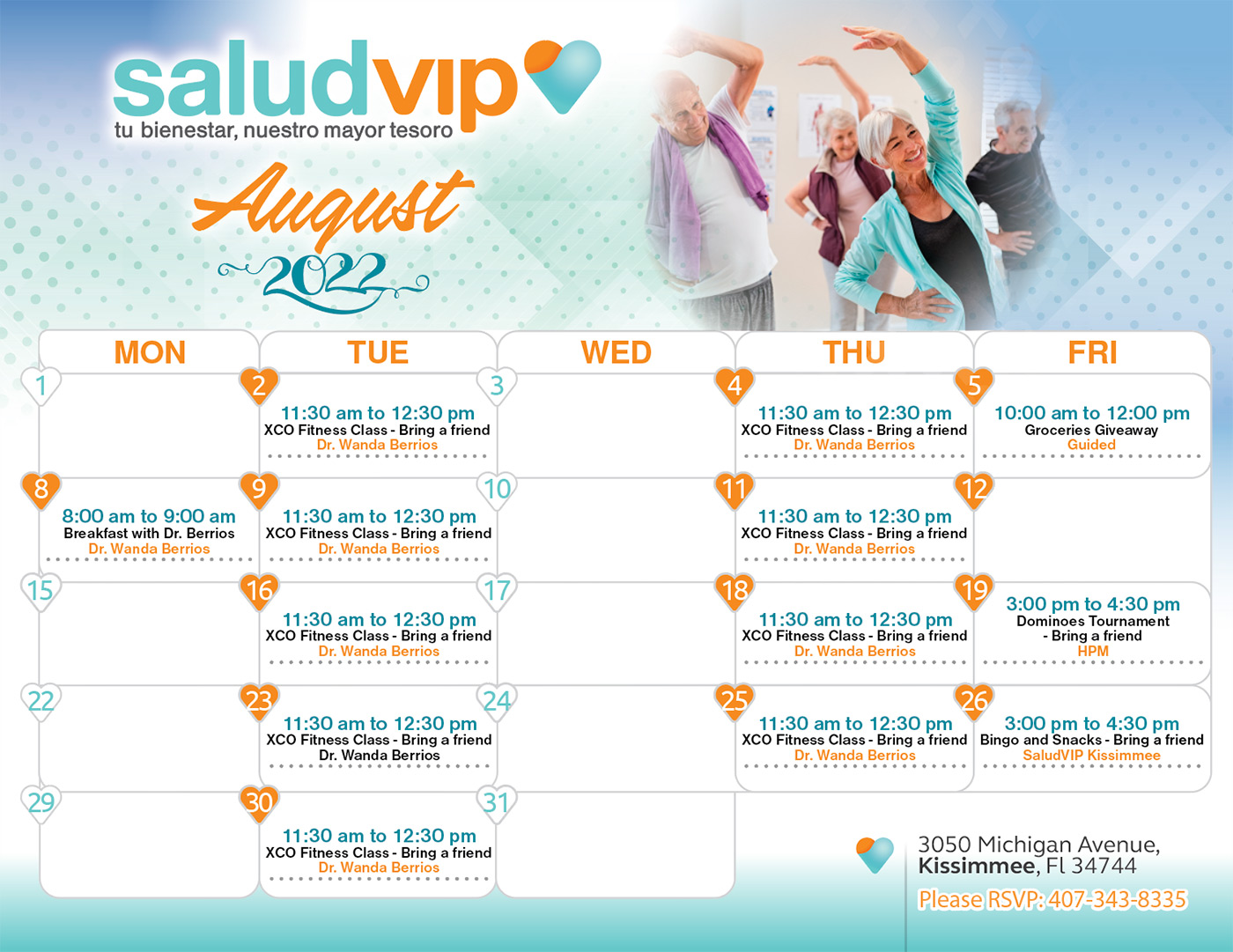 Patients Activities August 2022 - SaludVIP Kissimmee